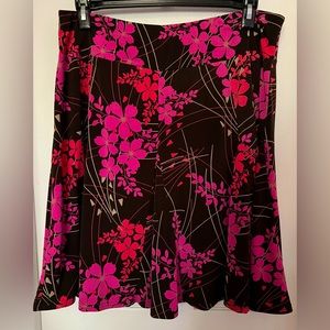 Ladies skirt, beautiful dark coral and magenta floral Petite XL